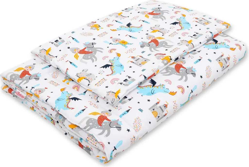 Linge de Lit Bébé 120x90 cm Idéal pour Chambre Enfant Dragon/Chevalier