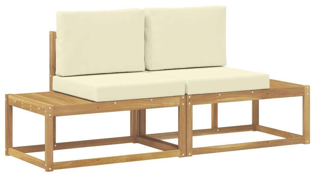 “2026 Modern“ Weiß Outdoor End Sofa mit Kissen 2 Stück Weiß Massivholz Akazie - Designermöbel 78808 - Gartensofas