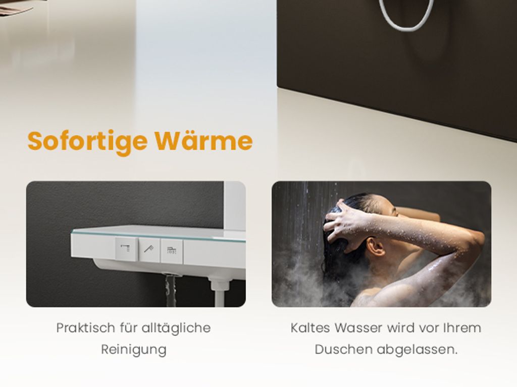 EMKE Duschsystem mit Thermostat, 36x24cm Regenduschkopf, Produktbild 2