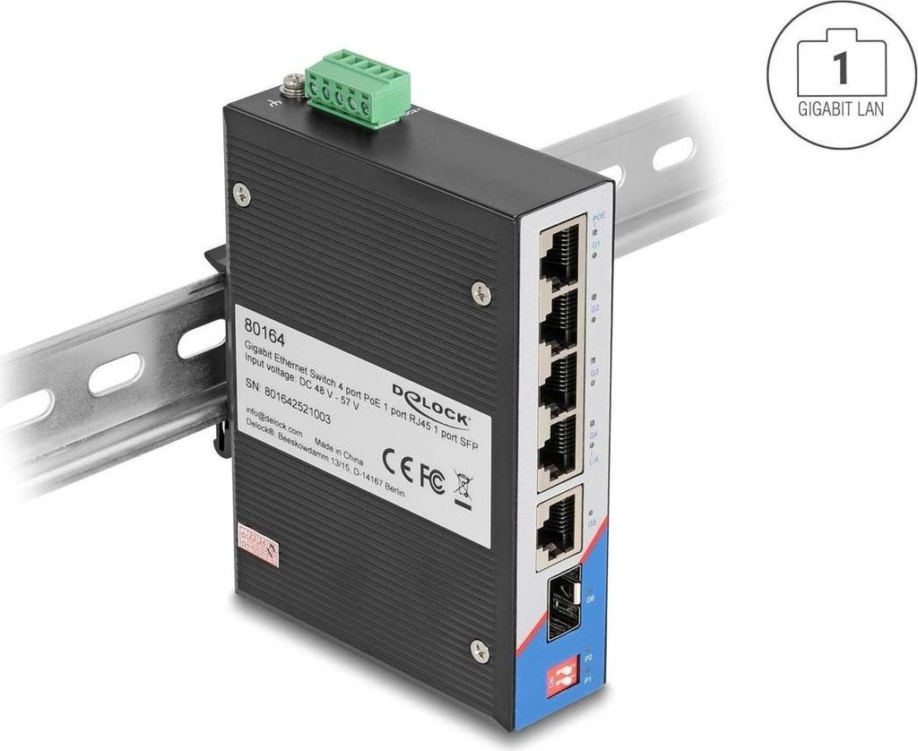 Delock 80164 - Industrie Switch für Hutschiene - Switch - 1 Gbps
