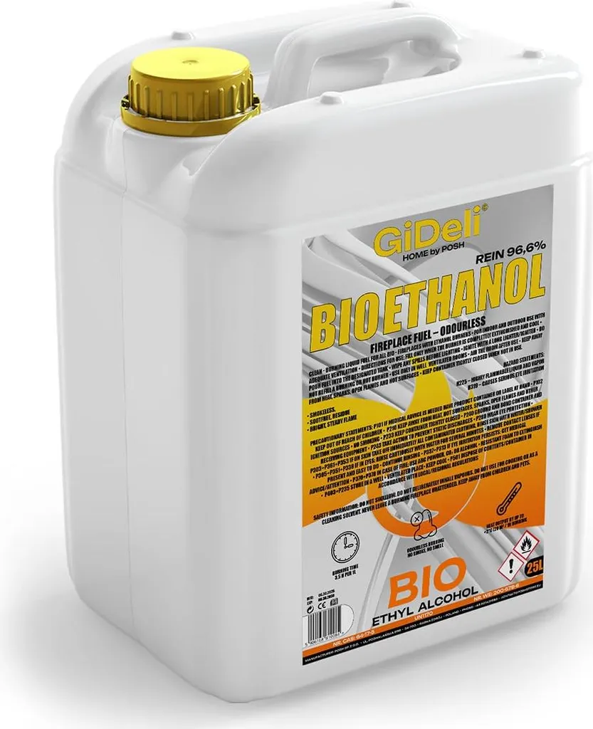 Offerta Bioetanolo GiDeli 25L - 96.6% Inodore per Caminetti Universali