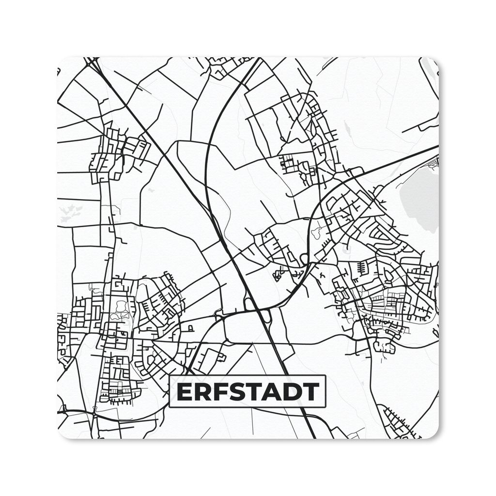 MuchoWow Mauspad Mousepad Erfstadt - Karte - Stadtplan 20x20 cm - Mousepads - Maus Mat - Pad - Mausunterlage - Desk Mat - Bureauartikeln