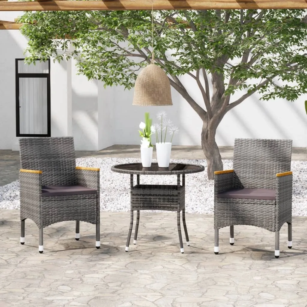 Ensemble jardin polyrotin gris 3 pièces durable et design moderne