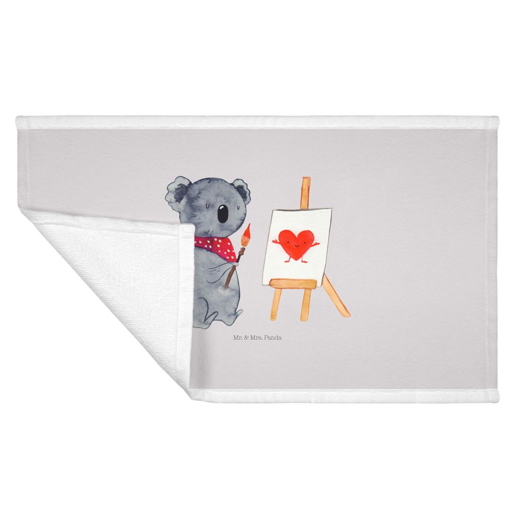 Mr. & Mrs. Panda Handtuch Koala Künstler - Grau Pastell - Geschenk, baumwolle, Gefühle, Liebesgeschenk, 50x100, gesichtstuch, Flauschtuch, kleine...