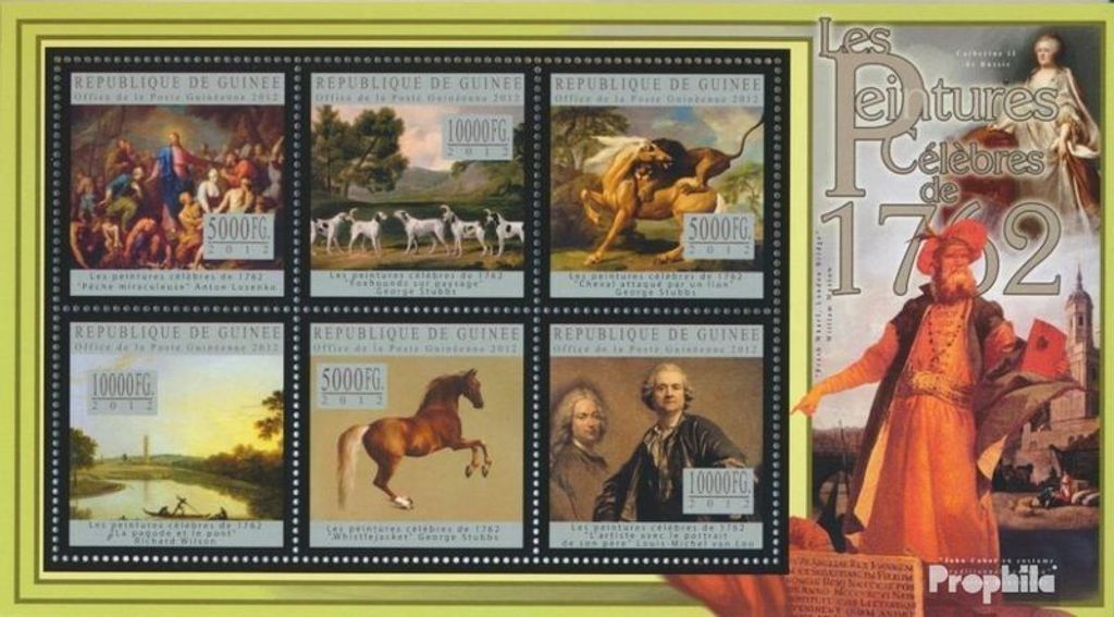 Briefmarken Guinea 2012 Mi 9468-9473 Kleinbogen (kompl. Ausgabe) postfrisch Anton Losenko, Louis-Michel van Loo