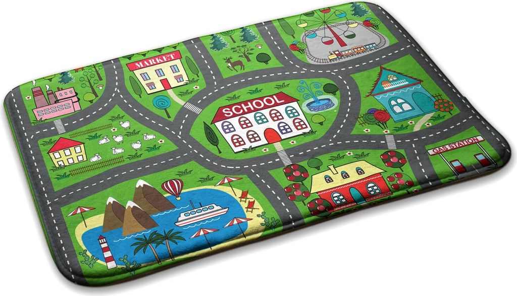 Teppich Kinderteppich Schlafzimmer Modern - 90 cm x 60 cm - Stadt Für Kinder