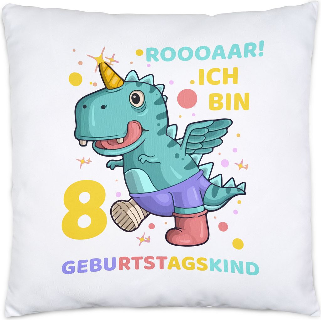 Roooaarr Ich Bin 8 Kissen Inkl Füllung Dinosaurier Dino T-Rex Geburtstag Kindergeburtstag