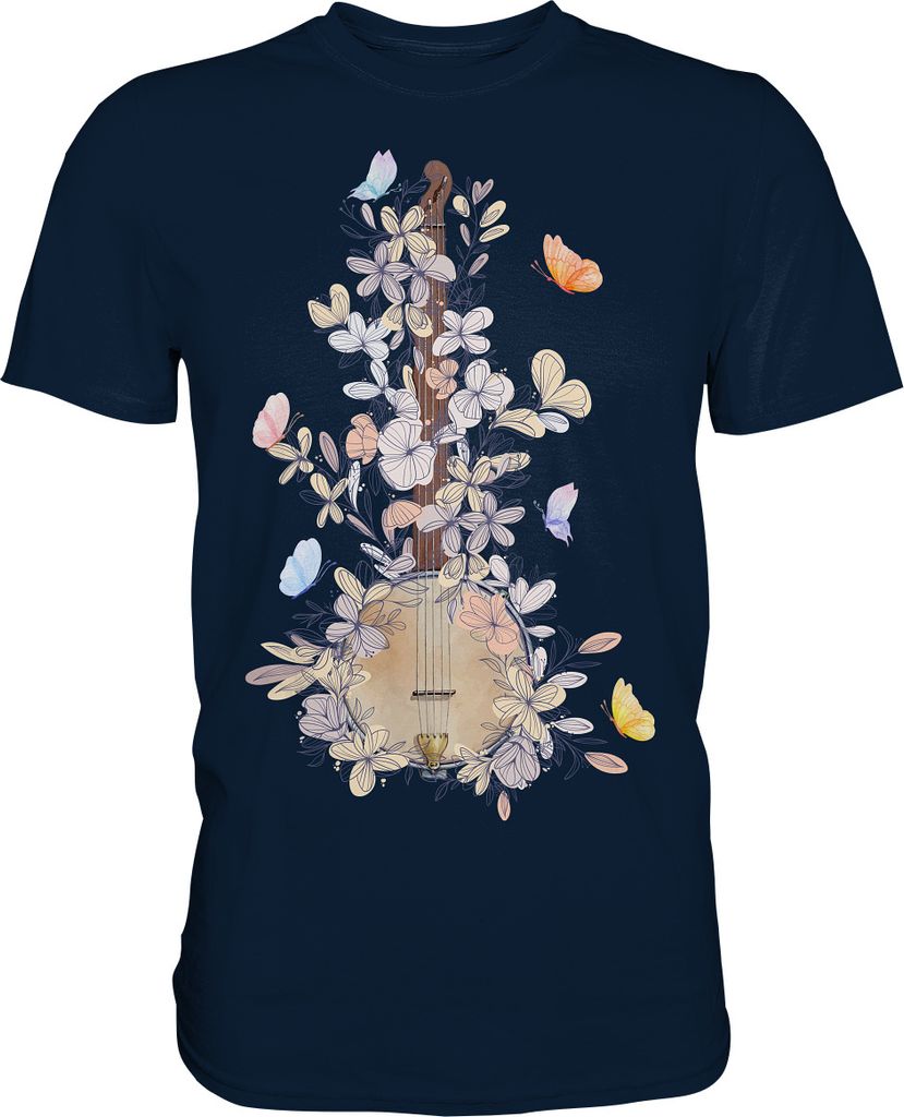 Banjo Frauen Blumen Schmetterling T-Shirt – Navy / 4XL Produktbild 