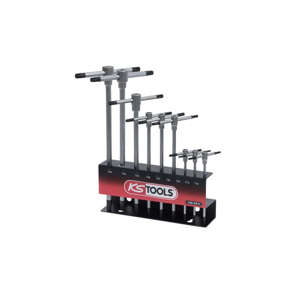 KS TOOLS Schlüsselsatz - T-Griff - Auf Metall-Display - 9-teilig - 158.5211