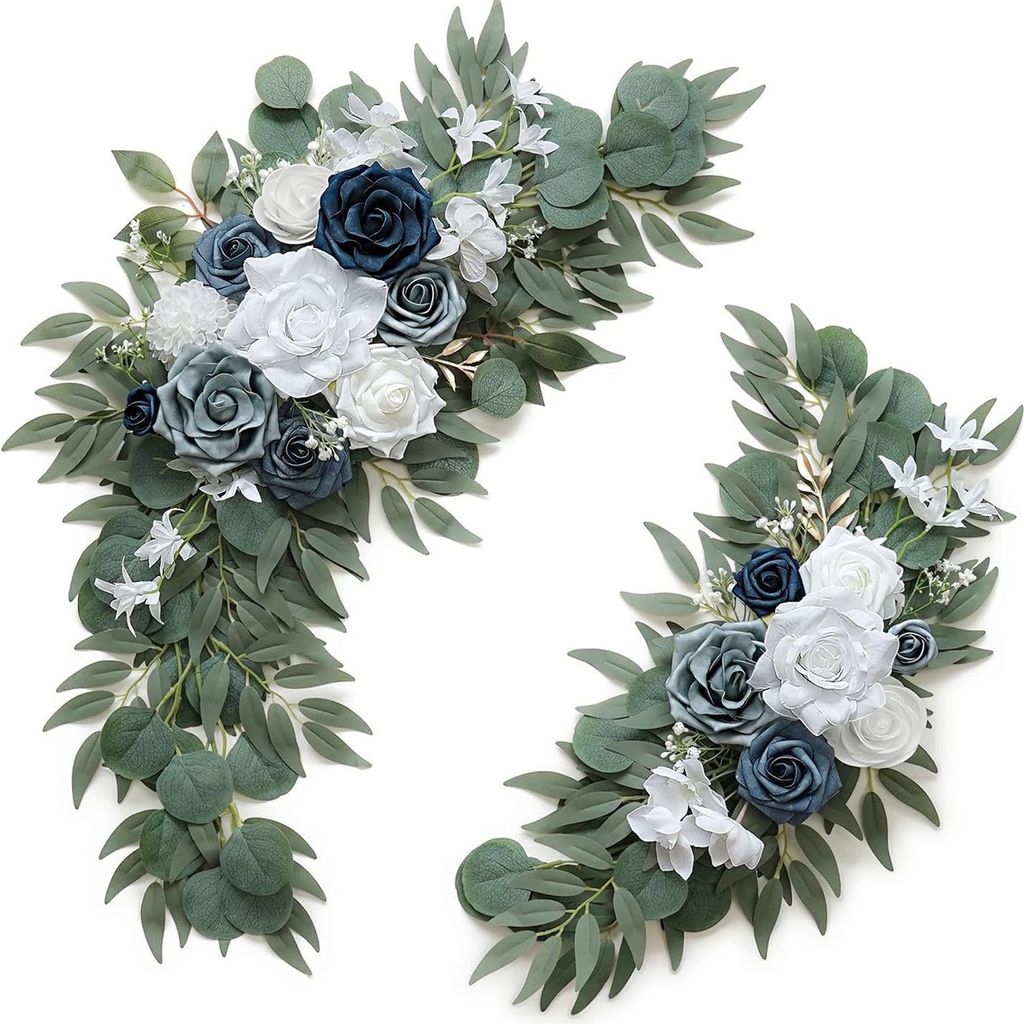 2 Stück Künstliche Blumen Swag Faux Blumen Rose Swag Blumengirlande für Zeremonien Zeichen Hintergrund Hochzeit Bogen Treppengeländer Nachbildung