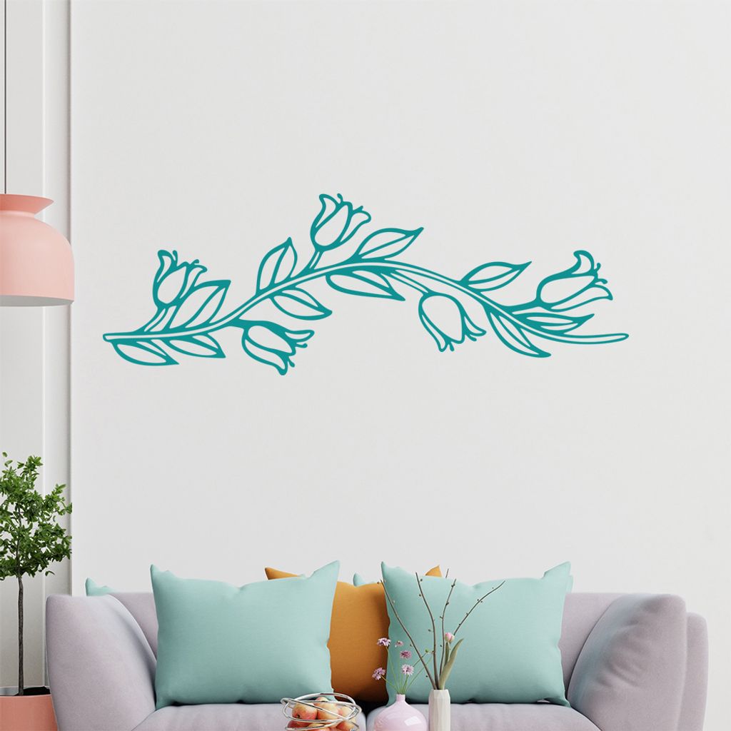 Blumen - Ranken Wandtattoo in 6 Größen - Wandaufkleber Wall Sticker - Dekoration, Küche, Wohnzimmer, Schlafzimmer, Badezimmer