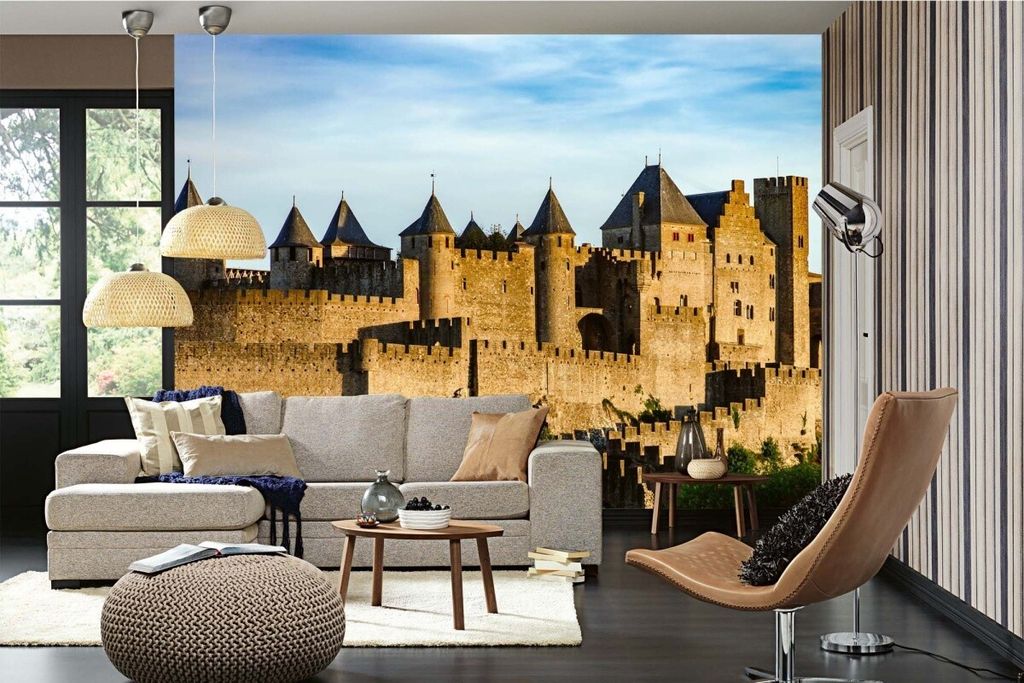 Vlies Fototapete CARCASSONNE-FESTUNG 375 x 250 cm (inkl. Kleister) - Vlies Tapete, Wandtapete, Wandbilder - Tapete für Wohnzimmer Schlafzimmer, B...