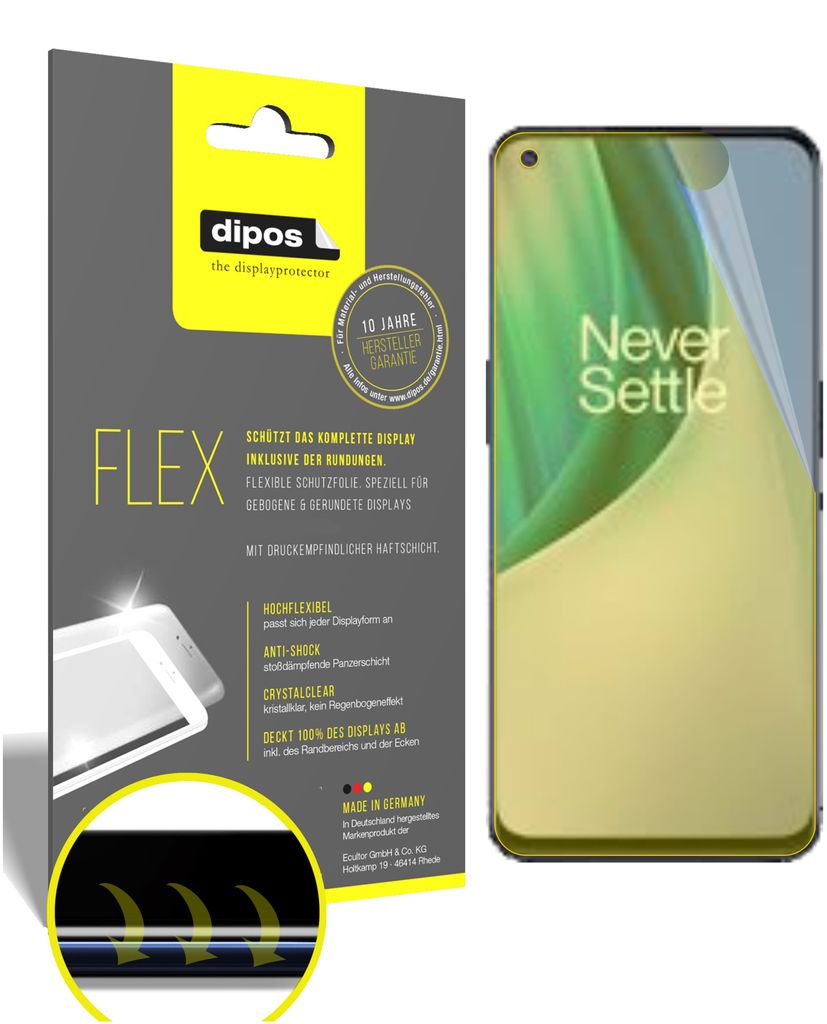 3x Schutzfolie für OnePlus Nord N100 Folie, 100% Displayabdeckung, dipos Flex