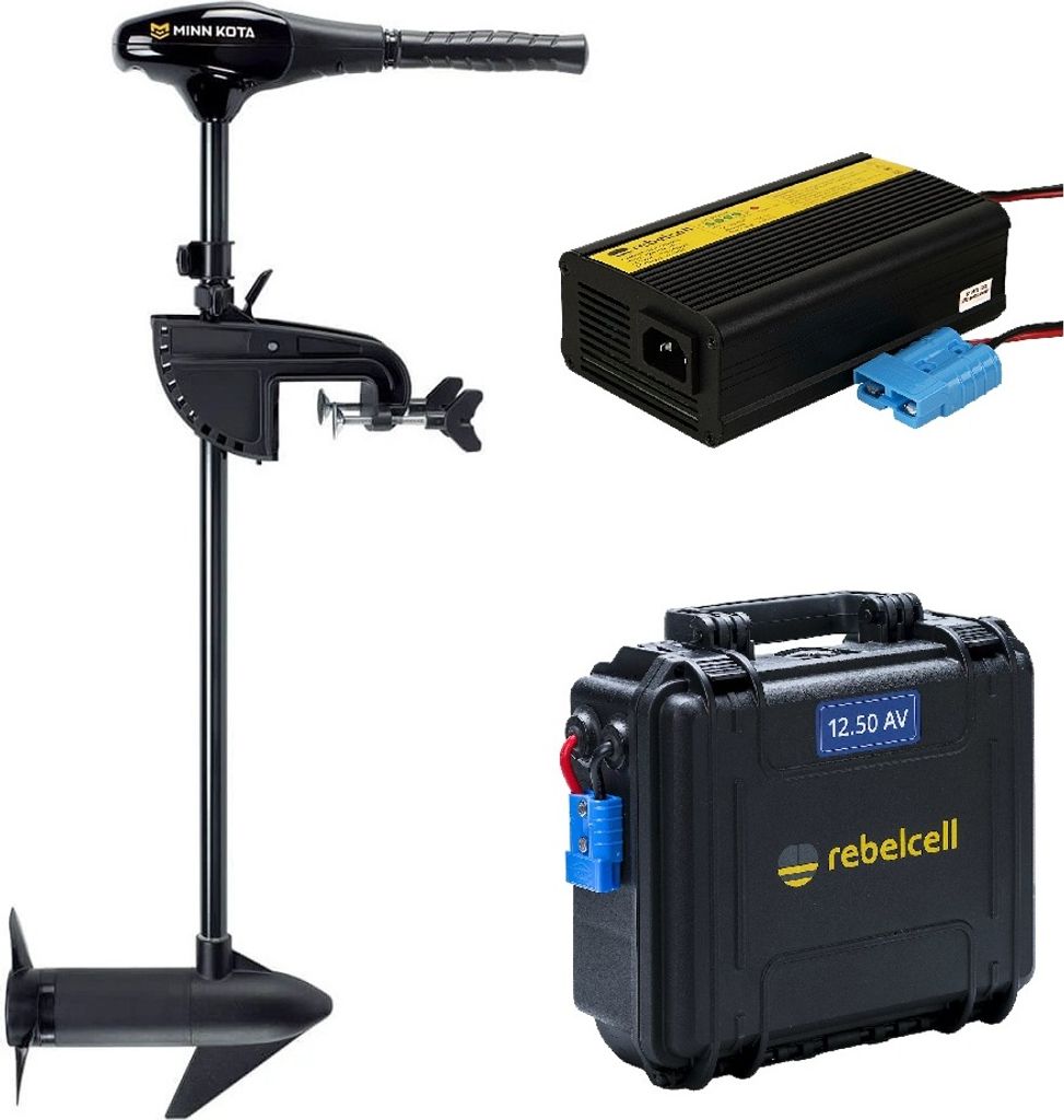 MINN KOTA Endura C2 55 Elektro-Außenborder mit Akku und Ladegerät : 91cm mit Akku 50AH & 10A Ladegerät