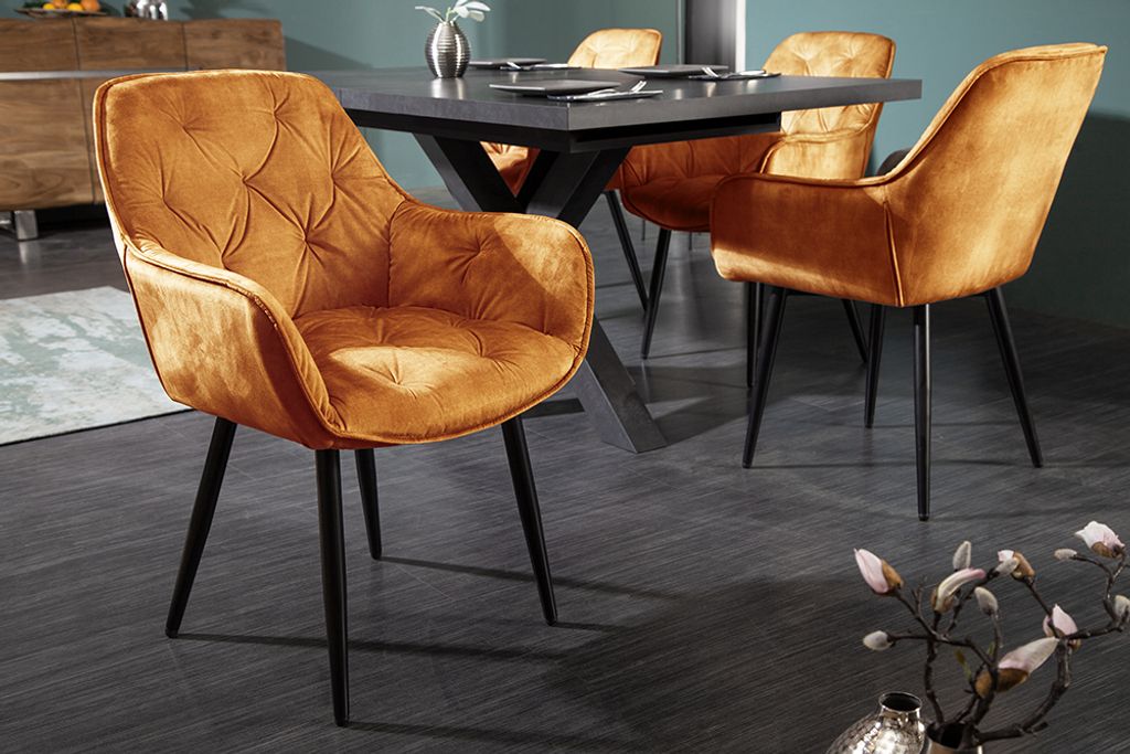 riess-ambiente Design Stuhl MILANO senfgelb Samt mit Produktbild 6