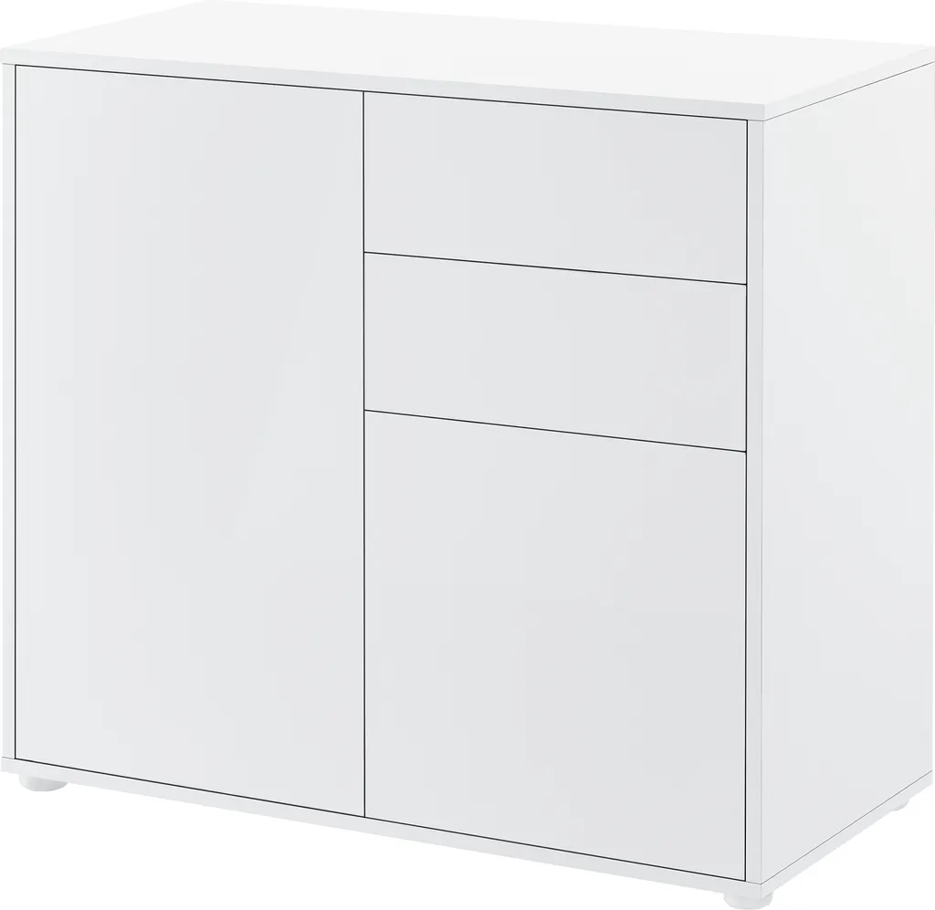 Buffet Paarl 74x79x36 cm blanc brillant : enfilade design pour salon