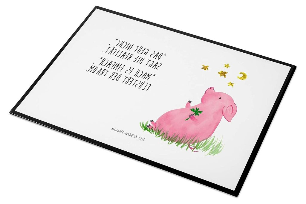 schreibtischunterlage Schwein Glück - Geschenk, Schreibunterlage, Lustige Sprüche, schreibtischunterlagen, Träume, Glücksbringer, Ziele, Sterne...