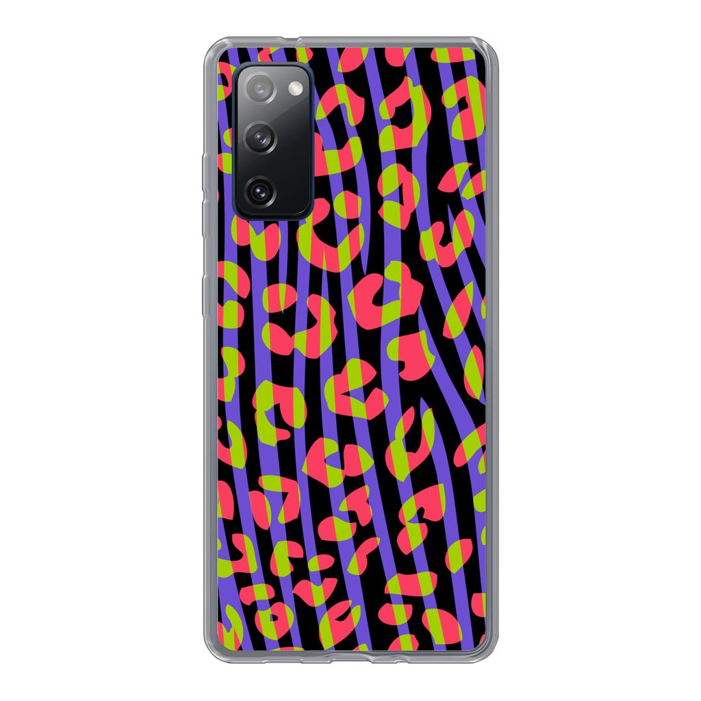 MuchoWow Handyhülle Schutzhülle Hülle für Samsung Galaxy S20 FE Pantherdruck - Zebra - Neon Silikon Softcase Handy Hülle - Abdeckung