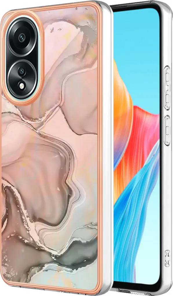 Custodia Oppo A58 4G Fantasia Beige - Cover Silicone Morbida Trend