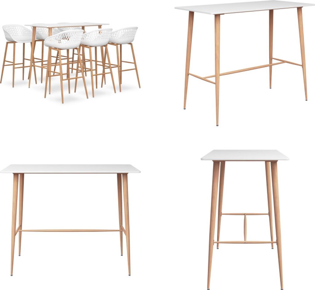 vidaXL 7 tlg. Bar Set Weiß - Bar-Set - Bar-Sets - Bartisch Mit Barhocker - Bartische Mit Barhocker