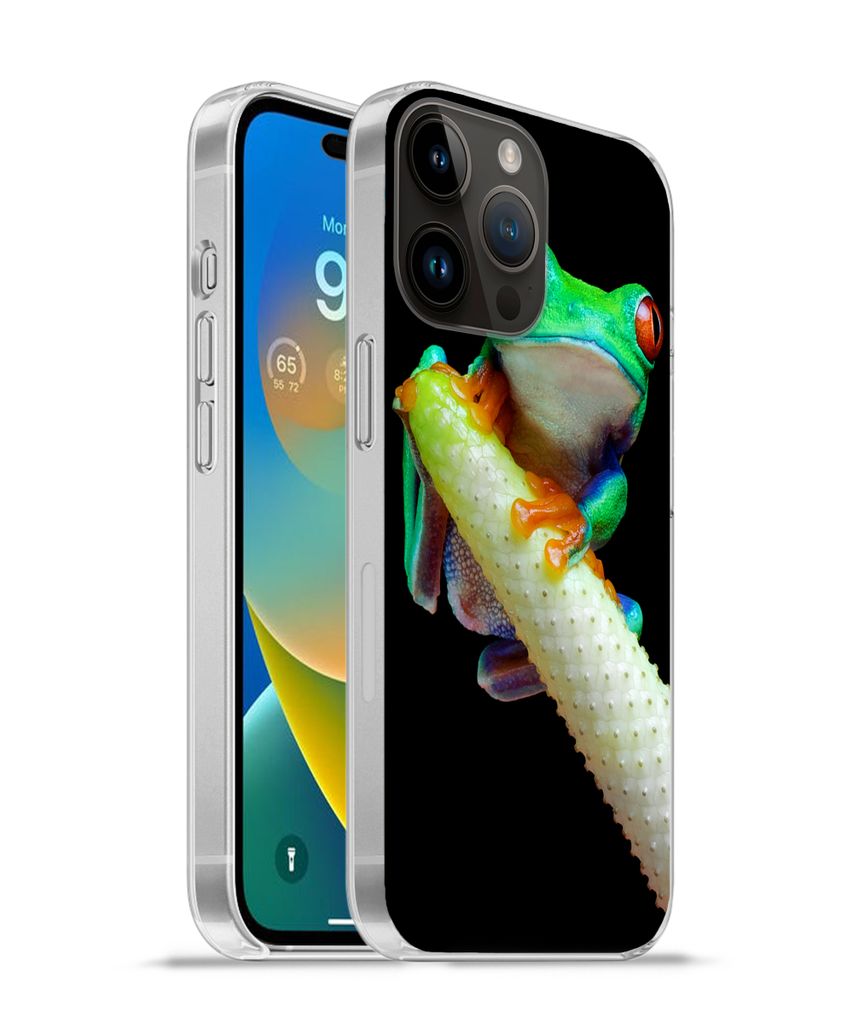 MuchoWow Handyhülle Schutzhülle Hülle für Apple iPhone 14 Pro - Softcase Frosch - Tier - Pflanze Silikon Softcase Handy Hülle
