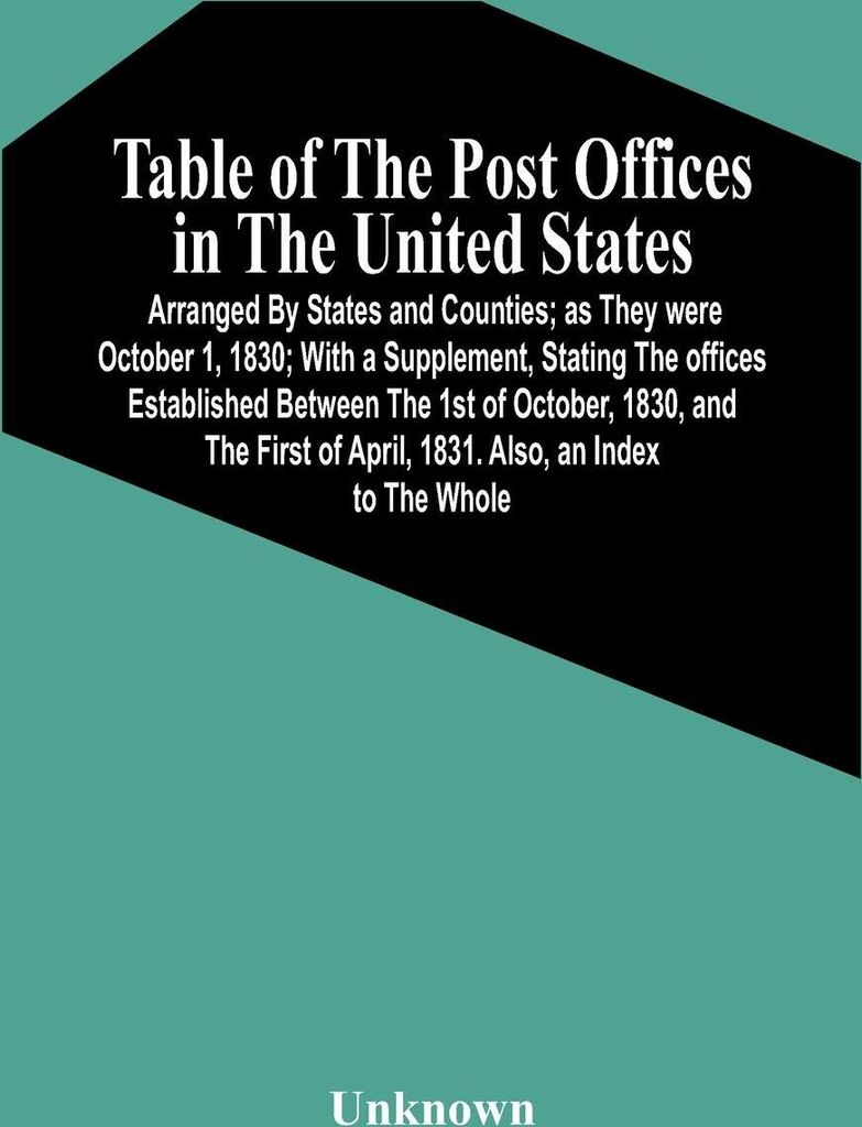 Table Of The Post Offices In The United States