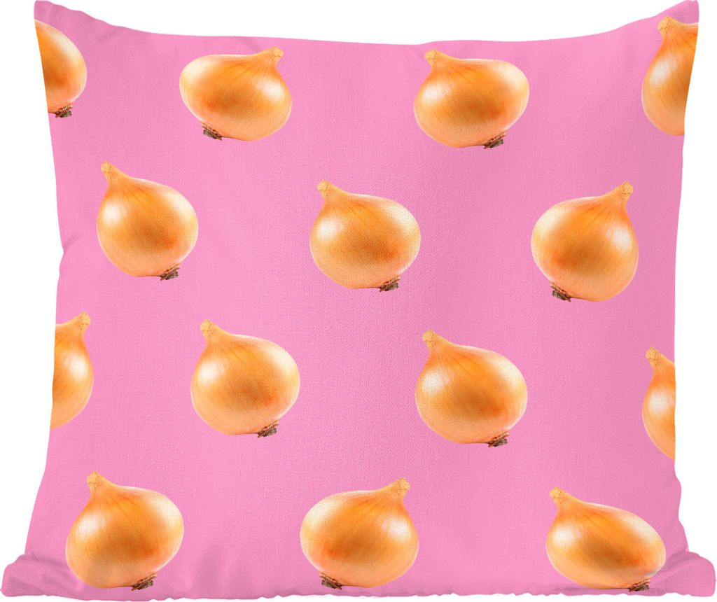 MuchoWow Zierkissen Sofakissen Wohnzimmer Dekokissen 40x40 cm Gemüse - Zwiebeln - Rosa - Foto Kissen - Schlafzimmer Dekoration