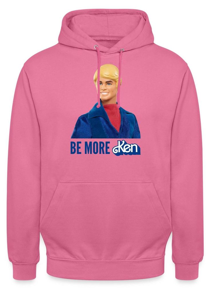 Spreadshirt Barbie Ken Design Mit Spruch Be More Ken Uni Hoodie, S, Pink