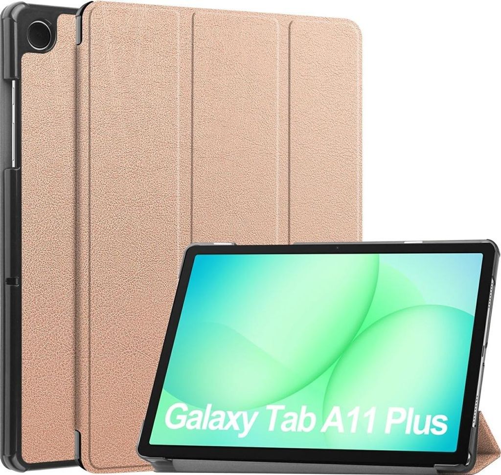 Samsung Galaxy Tab A11 Plus Hülle - Coverup Tri-Fold Ständer Klapphülle mit Schlaf/Wach-Funktion - Roségold