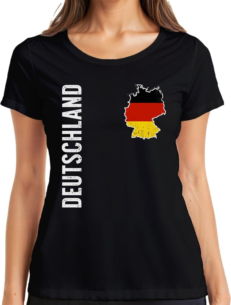 Deutschland Flagge Fußballer WM 2026 Weltmeisterschaft Trikot Damen T-Shirt, Schwarz, L