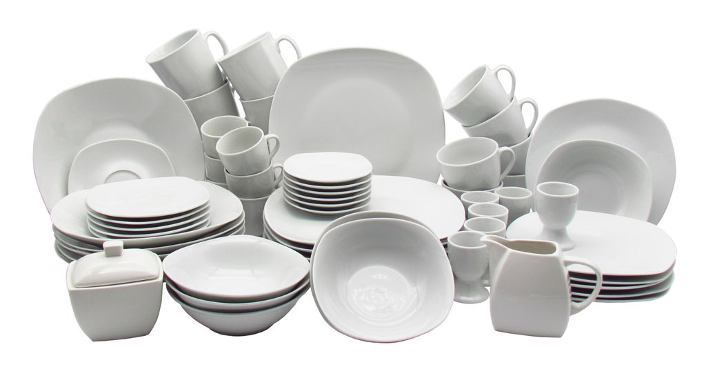 XXL Kombigeschirrset Olivia 62 tlg. für 6 Personen | hochwertiges Porzellan