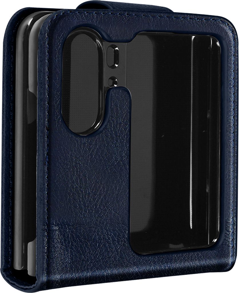 Chesterfield Kunstlederhülle mit Magnetlasche für Oppo Find N2 Flip – Dunkelblau