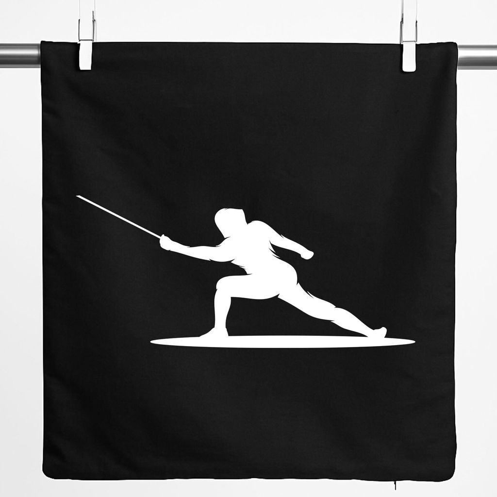 Huuraa Kissenbezug Fechten Silhouette 40x40cm Black Baumwolle Dekokissenbezug Geschenkidee