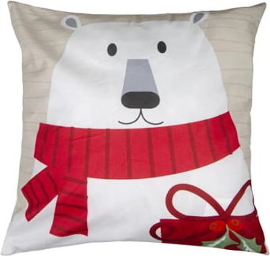 Coussin de Noël 40x40 HoHoHo Ourson blanc : Confort et déco fête