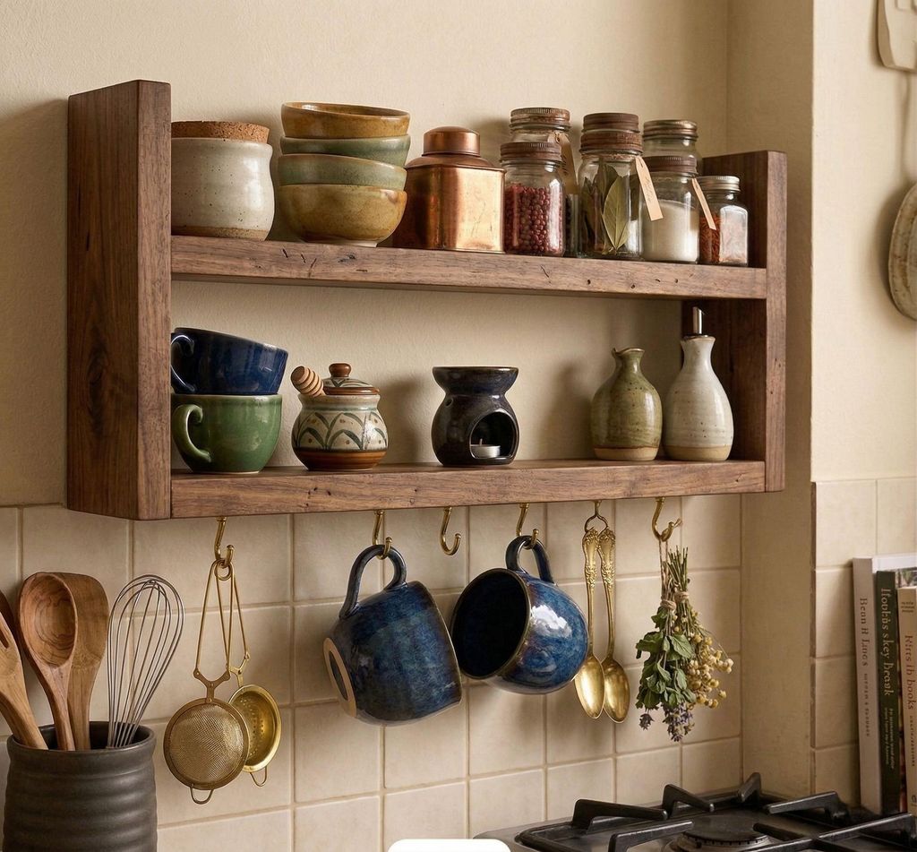 Skye Decor, elegantná nástenná polička z 100% masívneho Obrázok produktu 