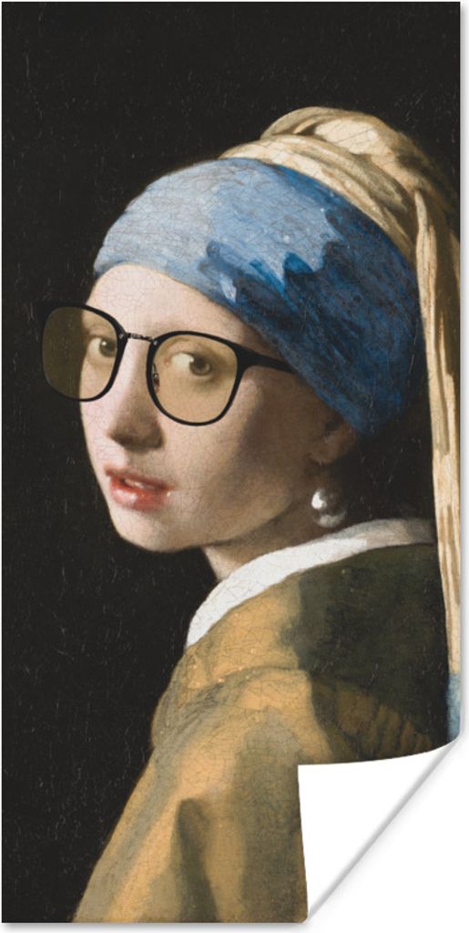 MuchoWow Poster Das Mädchen mit dem Perlenohrring - Vermeer - Brillen 40x80 cm - Dekoration