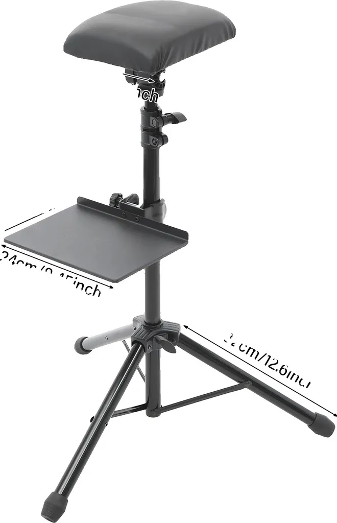 Pied de tatouage professionnel Noir - Hauteur réglable 80-107cm Fer