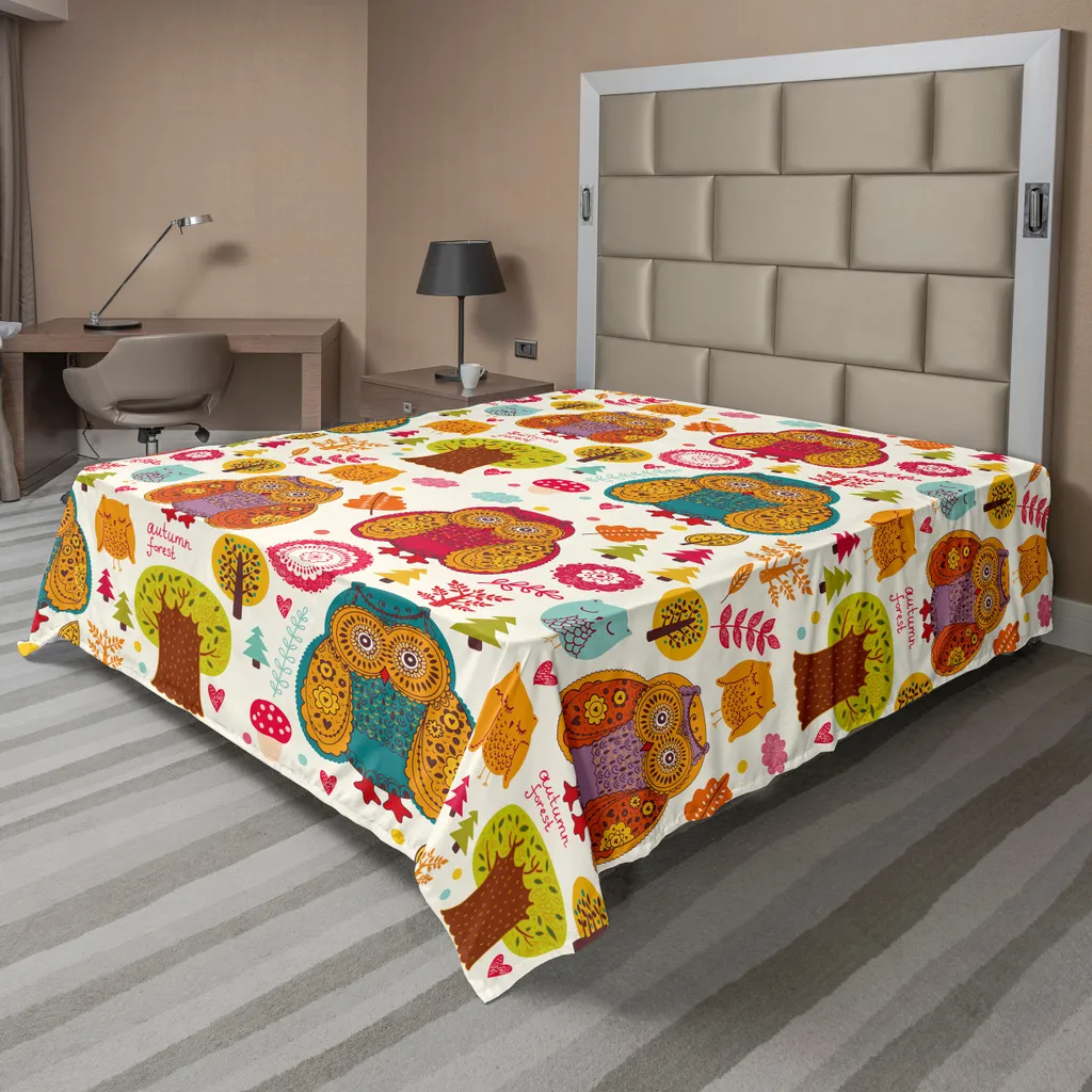 Lenzuolo Decorativo Gufi e Uva ABAKUHAUS 260x228 - Stile Unico