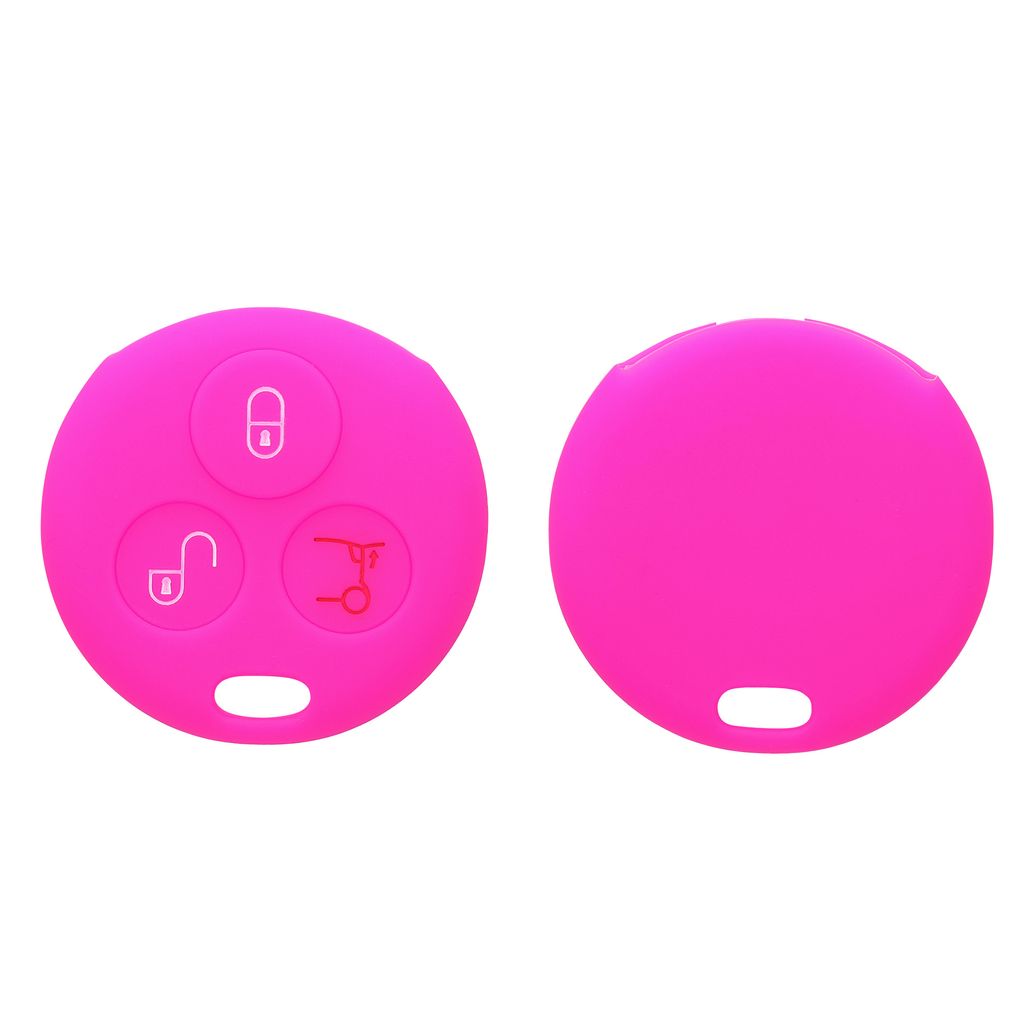 kwmobile Autoschlüssel Silikon Hülle kompatibel mit Smart 3-Tasten Funk Autoschlüssel - Schlüsselhülle in Pink