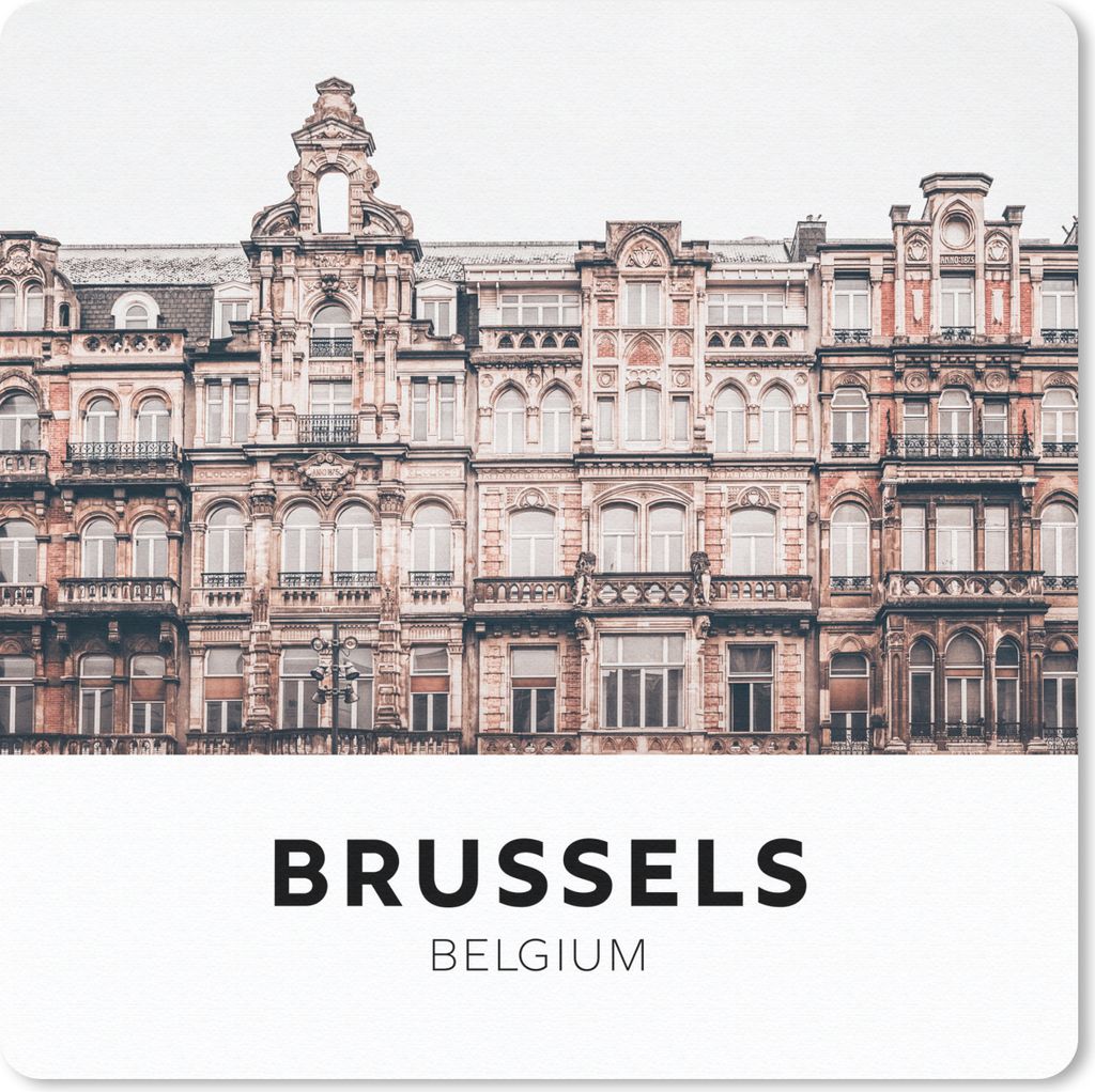 MuchoWow Mauspad Mousepad Brüssel - Belgien - Häuser 20x20 cm - Mousepads - Maus Mat - Pad - Mausunterlage - Desk Mat - Bureauartikeln