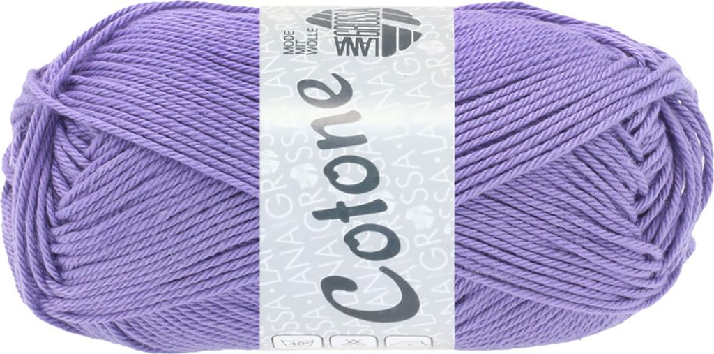 A ball of purple yarn with a label in the center.