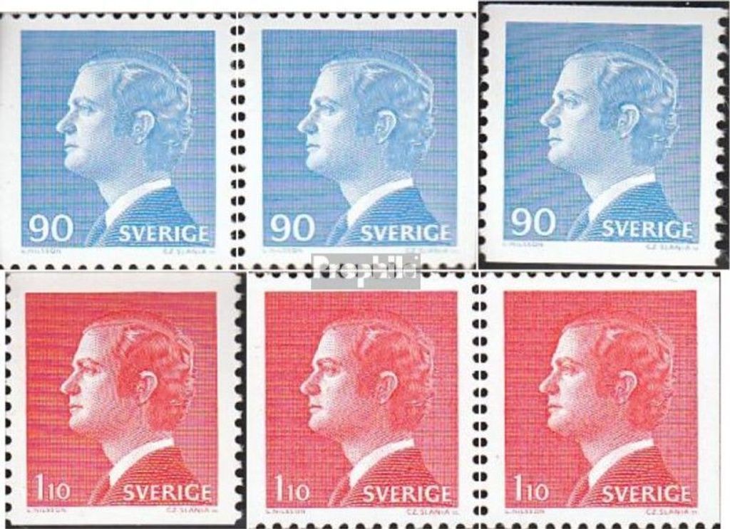 Briefmarken Schweden 1975 Mi 901A,Dl,Dr,902A,Dl,Dr (kompl.Ausg.) postfrisch Carl XVI Gustaf