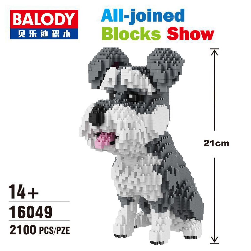 BALODY16049 Blocksteine Hund Schnauzer  Kinder Modell Spielzeug OVP 2100PCS 