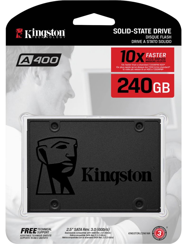 Kingston Technology A400, 240 GB, 2.5", 500 MB/s, 6 Gbit/s Produktbild 