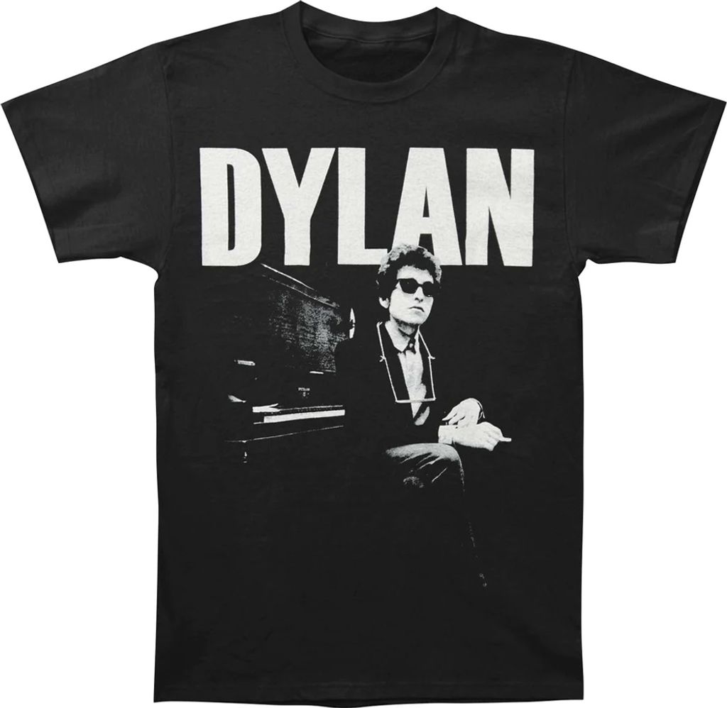 Bob Dylan - "At Piano" T-Shirt für Herren/Damen Uni RO7341 (L) (Schwarz)