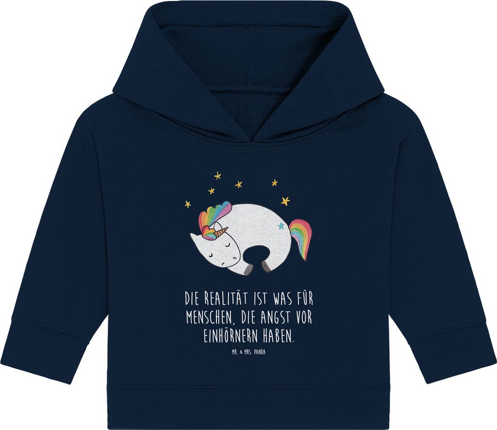 Mr. & Mrs. Panda Organic Baby Hoodie Einhorn Nacht 12. - 18. Monat - French Navy - Geschenk, Kapuzenshirt, Unicorn, Menschen, Traum, Einhörner, Ka...