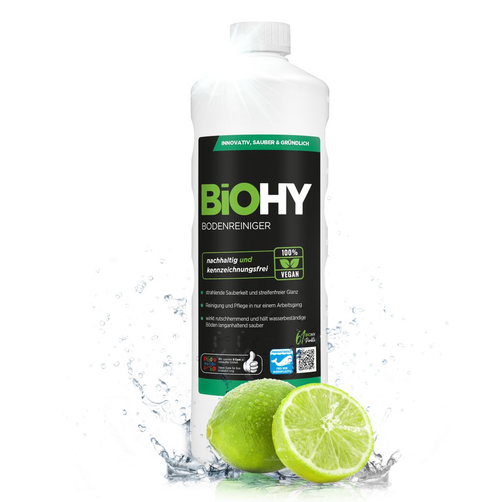BiOHY Bodenreiniger für alle Wischroboter mit Frühlingsduft (1l Flasche) | Schaumarm & Streifenfrei|Nachhaltiges 1:200 Konzentrat für alle Böden