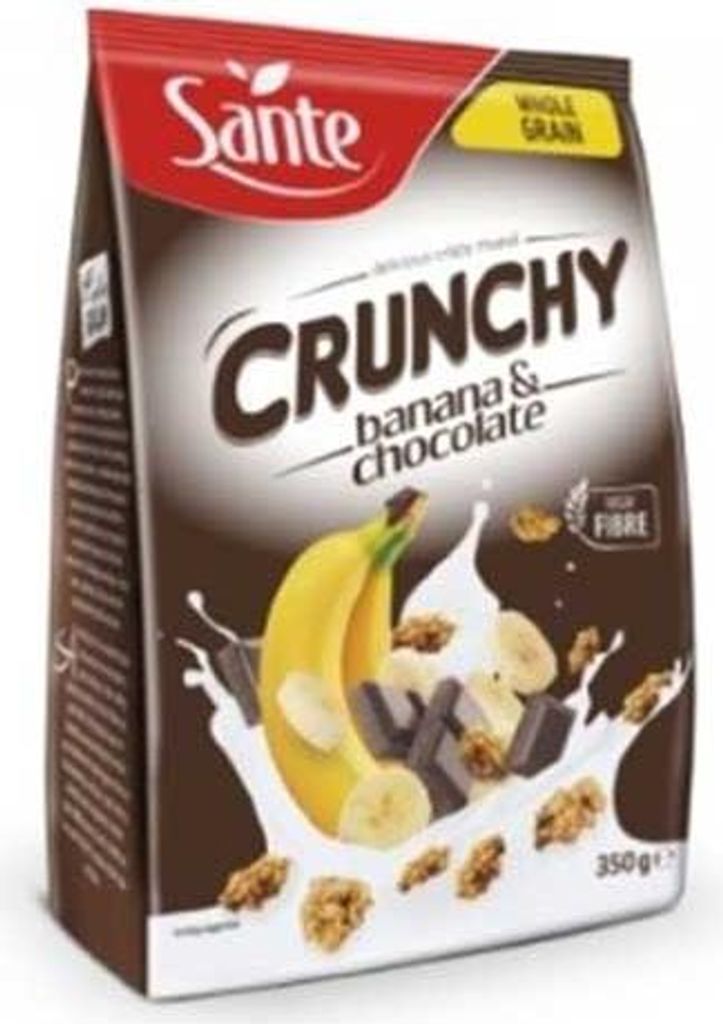 Sante Płatki śniadaniowe Crunchy bananowe z czekoladą 350 g