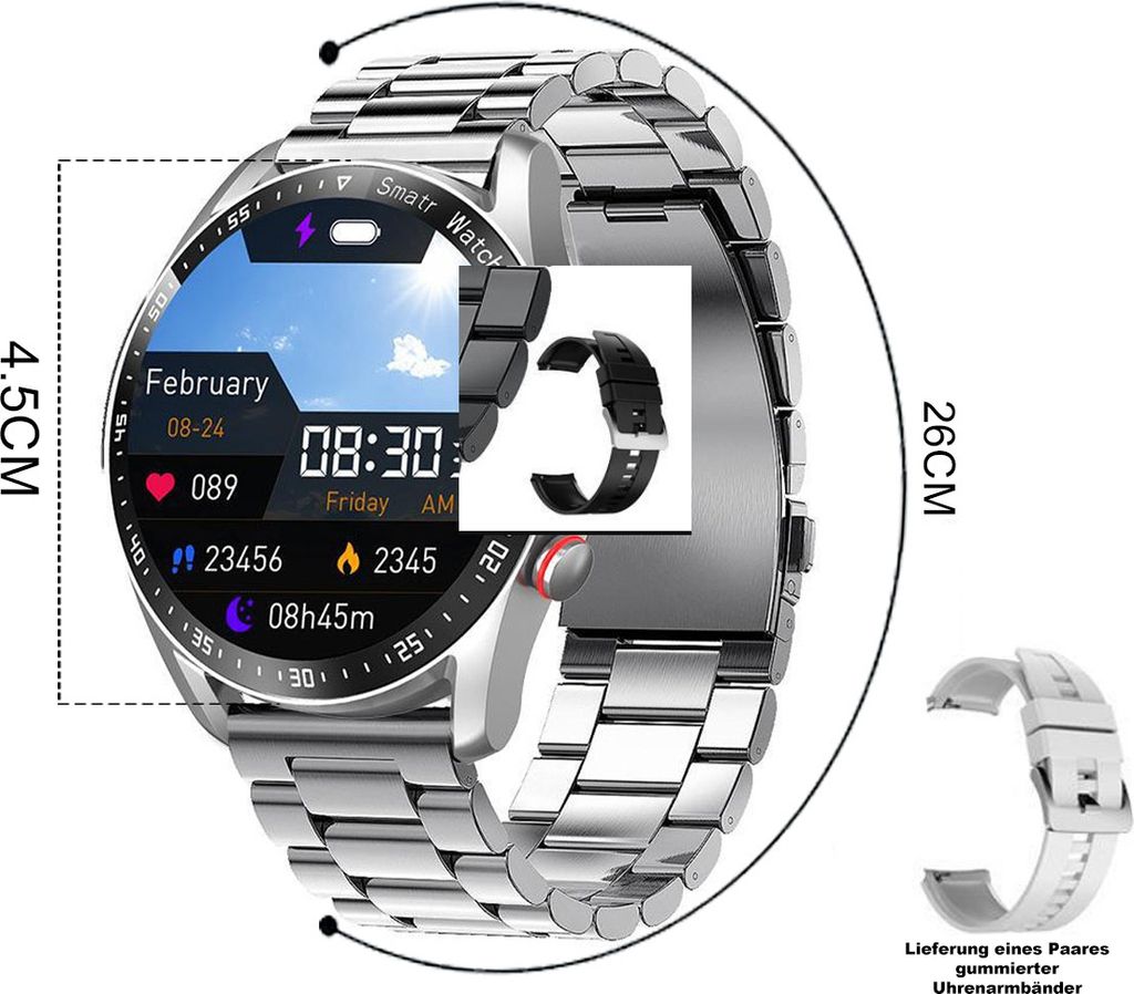 Smartwatch Herren IP67 Wasserdicht Armbanduhr mit Produktbild 2