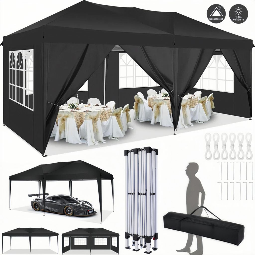 SANOPY Faltpavillon Festzelt, Grau, 3x6m. Wasserdicht & Produktbild